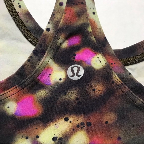 Lululemon Cool Racerback Short Tank Top *Nulu Soft Focus Splatter Green Multi 6 - Picture 5 of 6